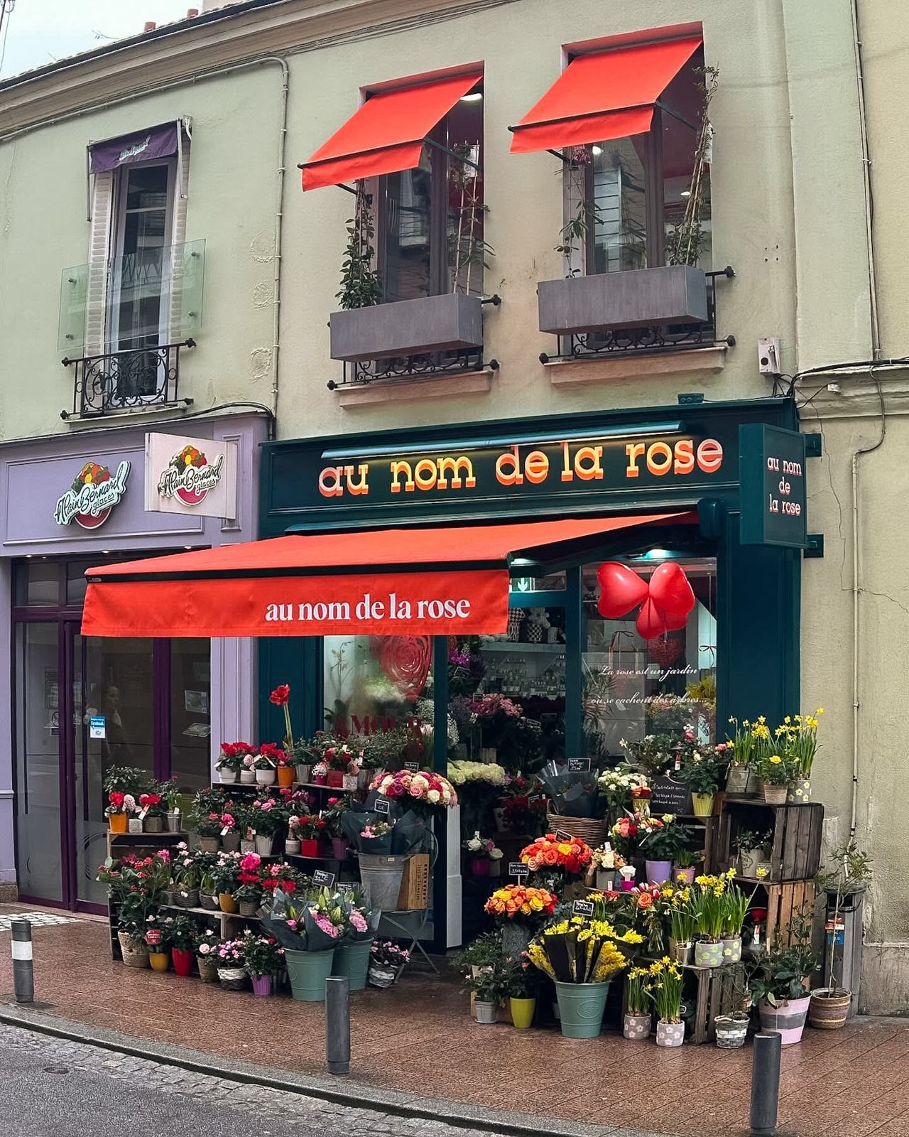 Fleuriste, Lettres boîtier · Store banne · Enseigne drapeau, Paris 9e