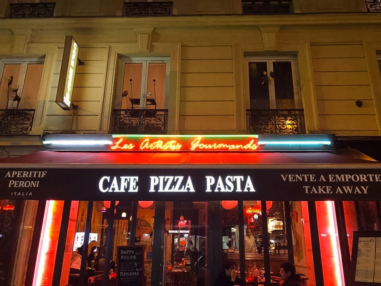 Néon LED, lettres boîtier et store, restaurant, Paris 11e